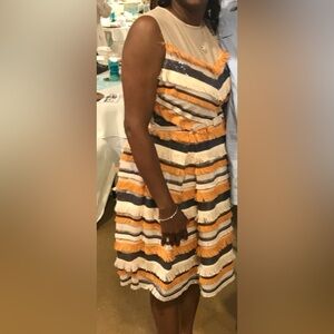 New York & Company Multicolor Striped Midi Dress